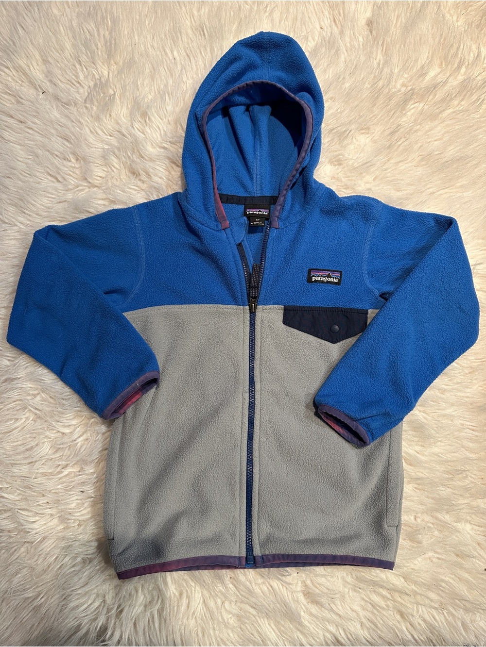 Patagonia Kids 4T Micro D Snap-T Fleece Hoodie Blue Gray